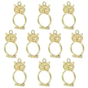 20Pcs Owl Shaped Alloy Open Back Bezel Pendants Resin Frame, Gold Tone