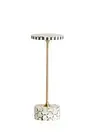 Bone Inlay Geometric Drink Table – Round Handmade Accent Table with Brass Accent