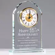 55Th Wedding Anniversary Quartz Clock Gifts for Couples, 55 Year Anniversary Gla