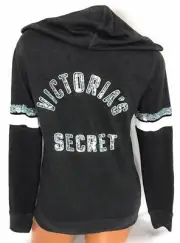 Victoria’s Secret Supermodel Charcoal Gray Bling Full Zip Hoodie Size Xs