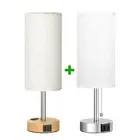 Bedside Lamp for Bedroom Set of 2 White - Small Table Lamp with USB A + C Cha...
