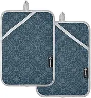 Pot Holder for Kitchen Heat Resistant Classic Vintage Navy Blue Floral Potholders for Kitchens with Pocket Hot Pan Holder Oven Mitts 2 Pack