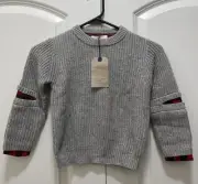 ZARA New with tags knit gray with plaid accent pull over sweater kids size 6