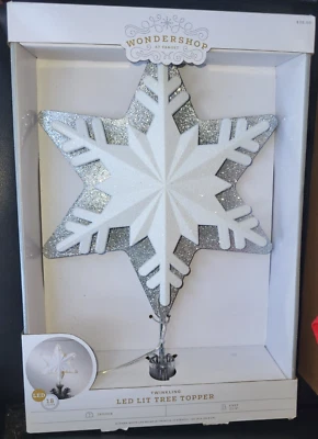 Wondershop 3D Twinkling LED 18 Pre Lit Light Up Christmas Tree Topper Easy Clip