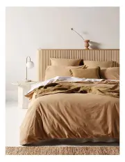 [Aura Home] Evie Organic Stonewash Bedlinen Collection in Toasted Pecan