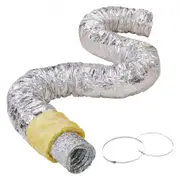 VEVOR Dryer Vent Hose, 127MM Insulated Flexible Duct 7.62M Long with 2 Duct Clamps, Heavy-Duty Three Layer Protection for HVAC Heating Cooling Ventila