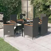 Patio Furniture Sets 7 Piece Garden Dining Set with Cushions Black
