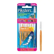 Piksters Interdental Brushes v3 7 Pack - Size 8 (Orange)