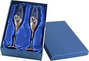 Champagne Flutes Glass Set of 2,Hand Blown Champagne Glasses Toasting Crystal Flutes Goblet,Champagne Glasses Wedding Cups - Rose Gold
