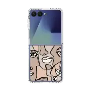 Galaxy Z Flip7 Clear Magnetic Case FACE MOSAIC SKETCH 4 DARK SKIN IPHONE, ABSTRACT MINIMAL PEOPLE MEN ILLUSTRATION COOL DAD By Ebi Emporium