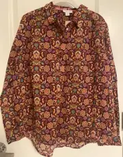 NWT Sundance Catalog “Valley Meadow Top”Red Floral Size M