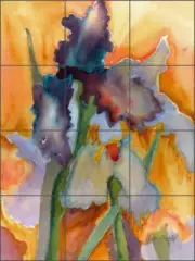 Iris Floral Tile Backsplash Neufeld Floral Art Ceramic Mural PNA018