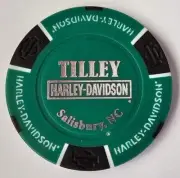 TILLEY HARLEY-DAVIDSON Salisbury NC Signature Dark Green/Black Poker Chip CLOSED
