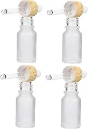 SAFIGLE 4pcs Portable Refillable Essential Oil Dropper Bottles Frosted Glass Containers for Travel for Essential Oils Lotions and Perfumes