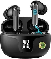 Wireless Earbuds Bluetooth 5.3 Headphones with 4 Noise Cancelling Mics, ANC ENC, HiFi Stereo Sound, LED Power Display, 40H Playtime – True Wireless Earphones AU (ENC Only, Black)