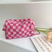Casopic - Checker Knit Makeup Bag Pink - One Size