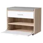 Artiss Shoe Rack Storage Cabinet Bench Fabric Wooden Cupboard 8 Pairs White