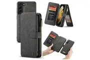For Samsung Galaxy S22+ Plus Case Detachable Folio PU Leather Cover, Wild Horse Texture, Black