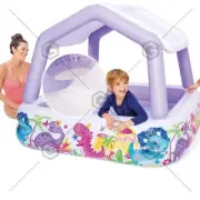 Intex Removable Sun Shade Inflatable Swimming Pool With Dinosaur Kids 2+ Purple