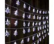 40 Led 20Ft Christmas Lights Snowflake String Lights Plug In Fairy Lights 8 Modes Waterproof Extendable For Indoor Outdoor,White