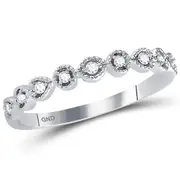 14k White Gold Round Diamond Dot Stackable Band Ring 1/10 Cttw