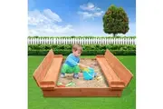 Keezi Kids Sandpit Wooden Sandbox Sand Pit Foldable Seat Outdoor Beach Toys 90cm