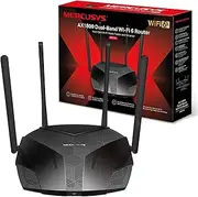 Mercusys AX1800 Dual-Band Wi-Fi 6 Router, WiFi Speed up to 1201Mbps/5GHz+574Mbps/2.4GHz, 3 Gigabit LAN Ports, Ideal for Gaming Xbox/PS4/Steam & 4K (MR70X), Black