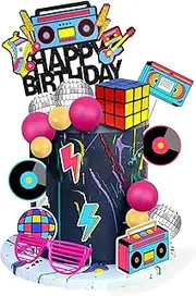 20 PCS 80s 90s Cake Toppers Retro Hip Hop Cake Decorations for Born in the 80's 90’s Decade Throwback Party Decorations Supplies (style 1)