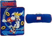 Franco Sonic Soft Toddler Nap Mat with Pillow and Blanket Perfect for Preschool/Daycare/Travel/Sleeping Bag, 21" x 45" (Official Sega Product) by