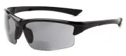 Incredible Bargains Foster Bifocal Sun Wrap Reading Sunglasses Black/Grey +2.00