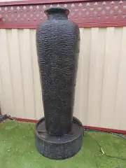 LARGE URN WATERFEATURE - 1.7M H X 0.4M W - BLACK TERAZZO