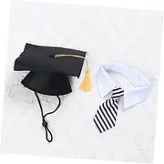 POPETPOP Pet Graduation Hat Large Graduate Dog Apparel Dog Hat Medium Breed Dog Birthday Party Supplies Dog Birthday Bandana Mini Graduation Cap Hat for Dogs Tags Tie Pet Trencher Hat Black
