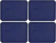 [Pyrex] 7211-PC 6 Cup Blue Rectangle Plastic Lid - 4 Pack