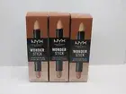 NYX WONDER STICK HIGHLIGHT & CONTOUR STICK MEDIUM/TAN FULL SIZE BOXED (LOT 3)