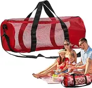 Mesh Gym Bag - Breathable Training Tote Portable Fitness Organizer | Quick Dry Shoulder Carry Bag With Drawstring Closure, Lightweight Equipment Carrier For Camping, 22.83x10
