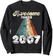 [X.Style] 16th Retro Birthday Boys Girls Born in 2007 Sweatshirt ds638 Sweater (2XL) Black