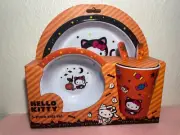 Hello Kitty Halloween Black Cat 5 Piece Kids Dinnerware Set Melamine