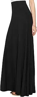 [Lock and Love] WDR1434 Women's Skirts, Solid Maxi Skirt with Elastic Waist Band, L Olive
