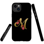 For iPhone 14 Plus Case Tough Protective Cover, Embellished Letter M