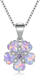 [CiNily] Opal Necklace White Gold Plated or Rose Gold Plated Opal Pendant Necklace Jewelry Gifts for Women Gemstone Necklaces
