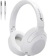 LexonElec x Attack Shark G300 Wireless Active Noise Cancelling Headset, Bluetooth 5.3 Deep Bass HD Stereo Sound Over Ear, 20H Playtime, Built-in Mic Lightweight Design 3.5mm Gaming Headset(White)