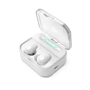 Mini TWS Earbuds bluetooth 5.0 Earphone Three Digital Display Stereo Waterproof Handsfree with 3600mAh Power Bank WHITE COLOR
