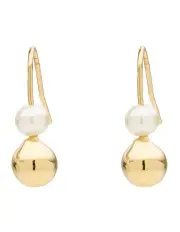 [Barcs] Mini Metal and Pearl Drop Earrings in Gold