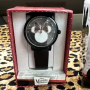 Disney Accutime Ladies Girls Minnie Mouse Watch NOS In Box Black Band 0922