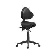 STAGE 3 Lever Industrial Stool with Saddle Seat in Black PU | Adj Seat & Back | 120kg