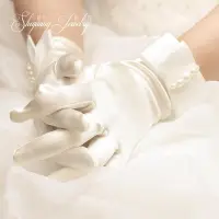 在飛比找Yahoo!奇摩拍賣優惠-現貨熱銷-新娘手套 婚紗手套蕾絲白色珍珠結婚手套婚慶婚禮手套