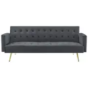 Foret 3 Seater Sofa Bed Lounge Recliner Couch Futon Chair Velvet Fabric Grey
