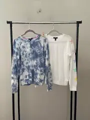 NWT Lot of 2 Aqua Lounge Sz S Long Sleeves Soft Knit Crew Neck Pajama Top Bundle