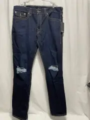 New with tags Men True Religion Geno Flap Big T Relaxed Slim W40 Razor Dark Rips