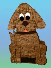 Brown Dog Pinata Birthday Party Perro Piñata Pull string Hit WITH STICK Handmade